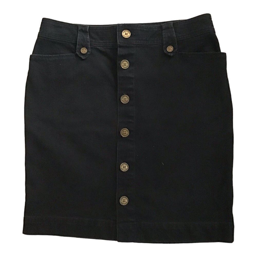 American Living Black Button Front Pencil Skirt Size 8 - Picture 1 of 5